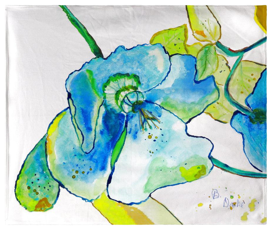 Blue Hibiscus Fleece Throw