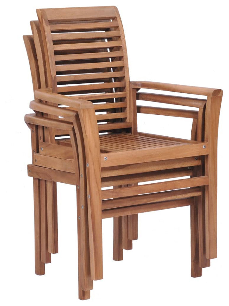 vidaXL Dining Chairs 4 Pcs Stacking Accent Kitchen Living Room Chair Solid Teak