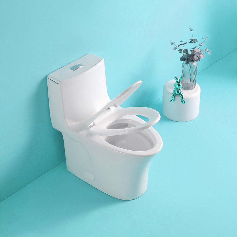 One-piece 1.1/1.6 GPF Dual Flush Elongated Toilet with Soft-Close Seat