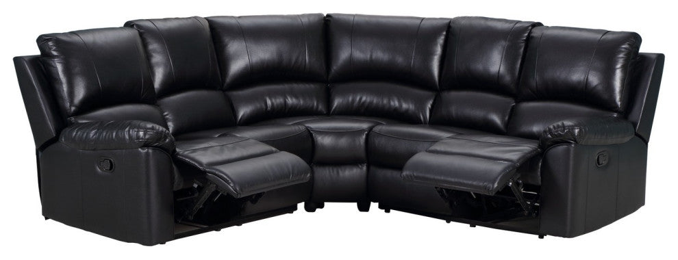 Andrew Leather Air Powered Reclining Contemporary Sectional Black