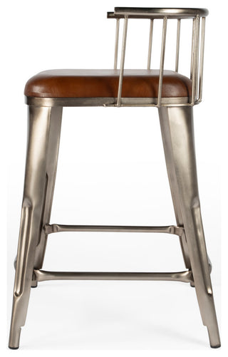 Coriander Iron & Leather Counter Stool, 5542344