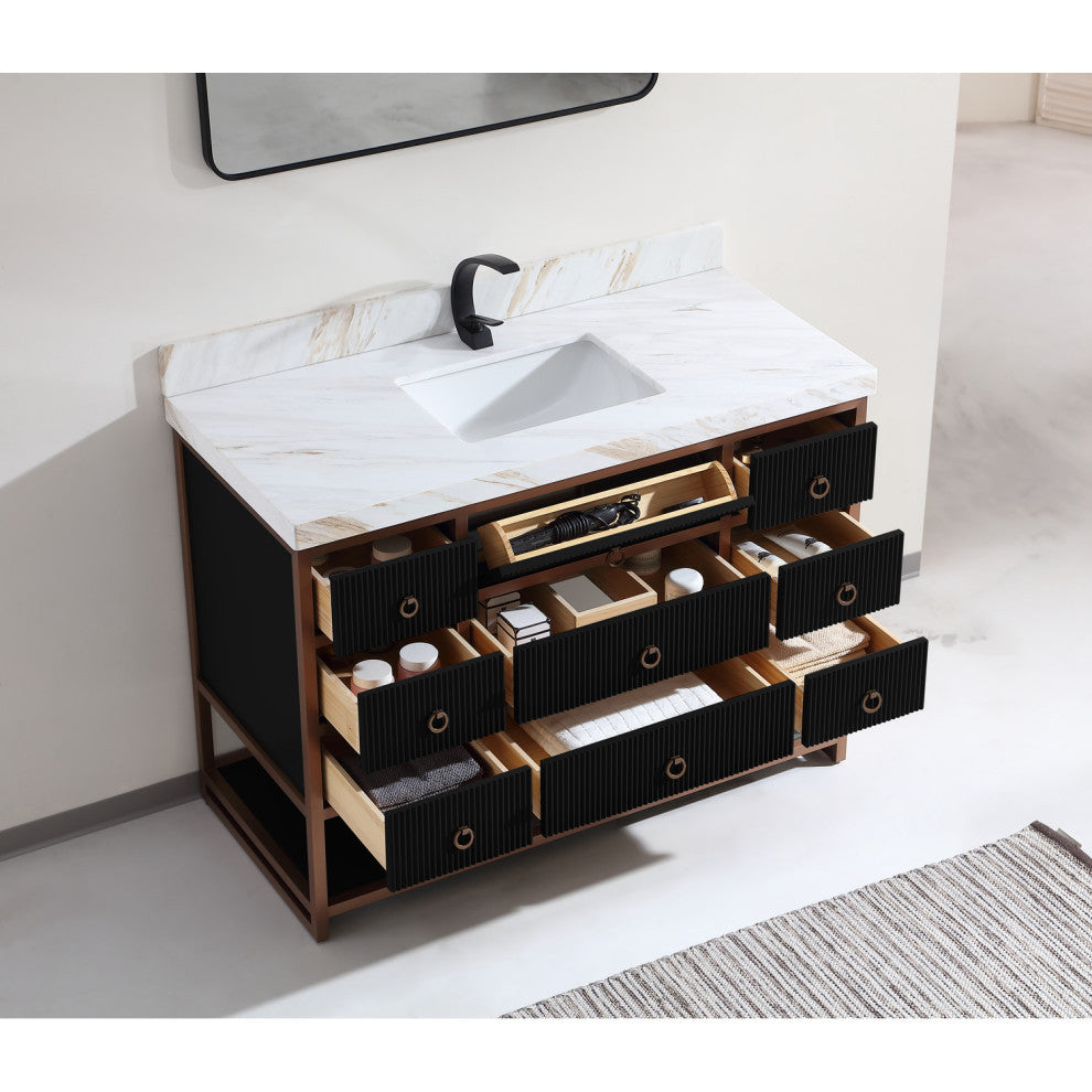 Vanity With Mirror,Sconce,Faucet Included