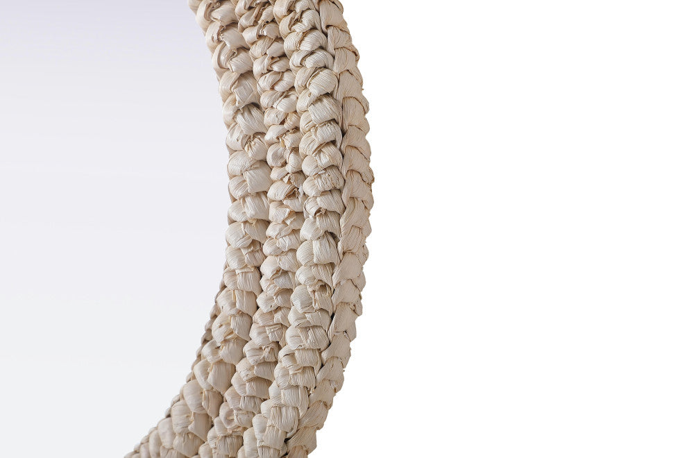 Home Living Oval Cornhusk Mirror 27x36, Linen White