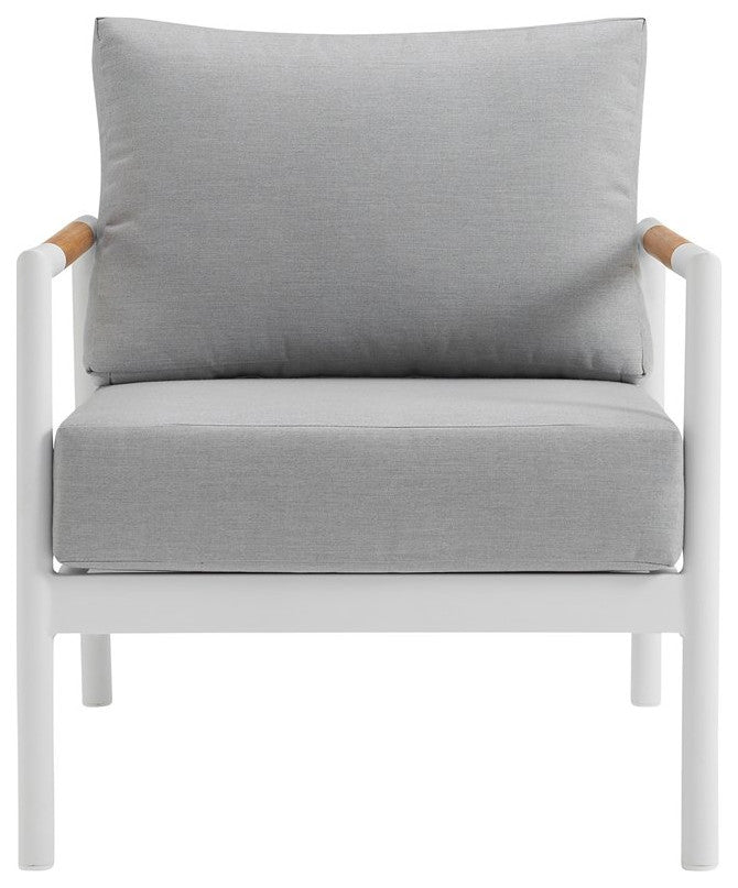 Crown 4-Piece White Aluminum and Teak Outdoor Seating Set