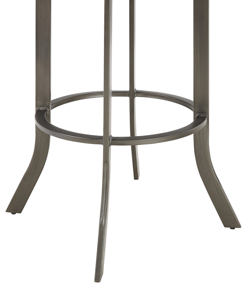 Pharaoh Swivel 30 Mineral Finish and Black Faux Leather Bar Stool
