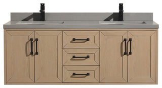 Venice 55" Floating Bathroom Vanity Oak Gray