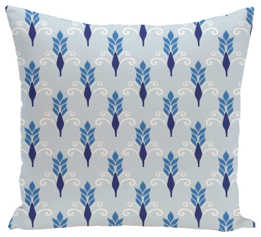 Friendship Floral Geometric Print Pillow, Azure, 26"x26"