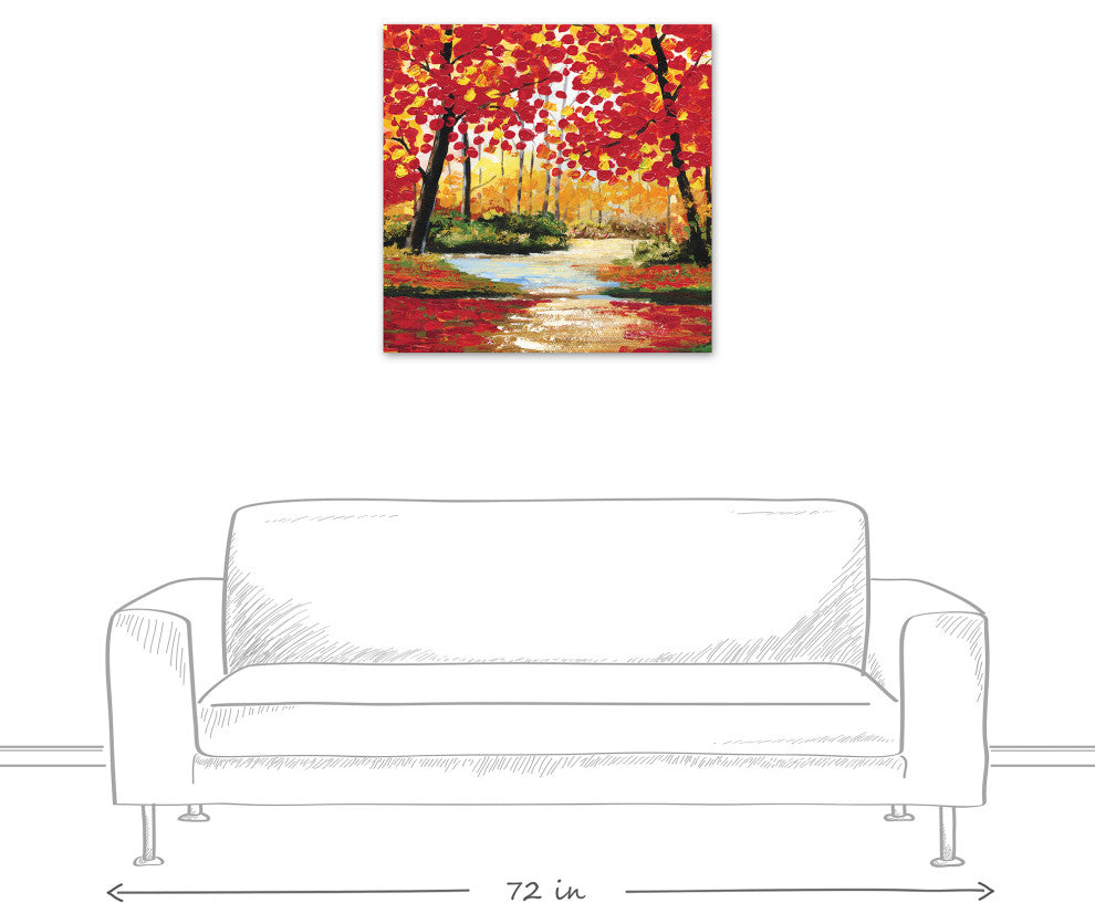 Autumn Forest Painting 30x30 Canvas Wall Art