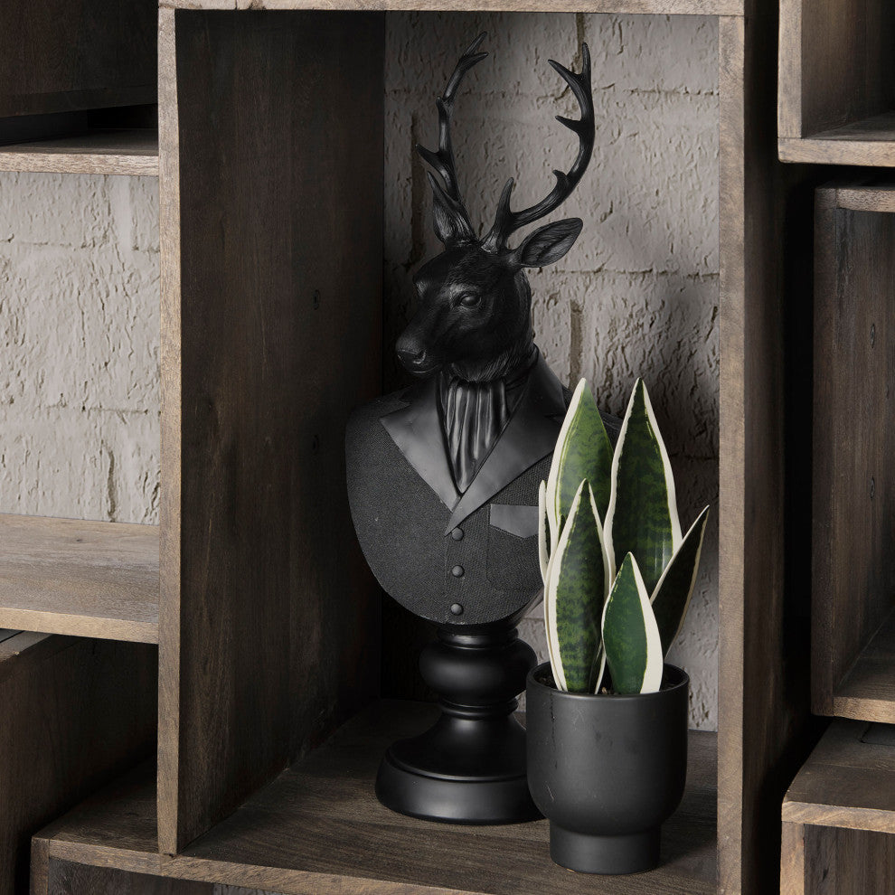 Mozart Black Painted Resin Deer Bust