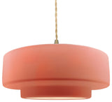 Radiance Large Tier Pendant, Gloss Blush Frame, Brushed Brass, LED, Beige