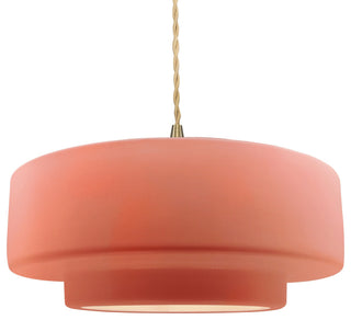Radiance Large Tier Pendant, Gloss Blush Frame, Brushed Brass, LED, Beige