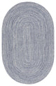 Safavieh Braided BRA201 Rug Machine-Washable, Dark Blue/Ivory, 8'x10' Oval