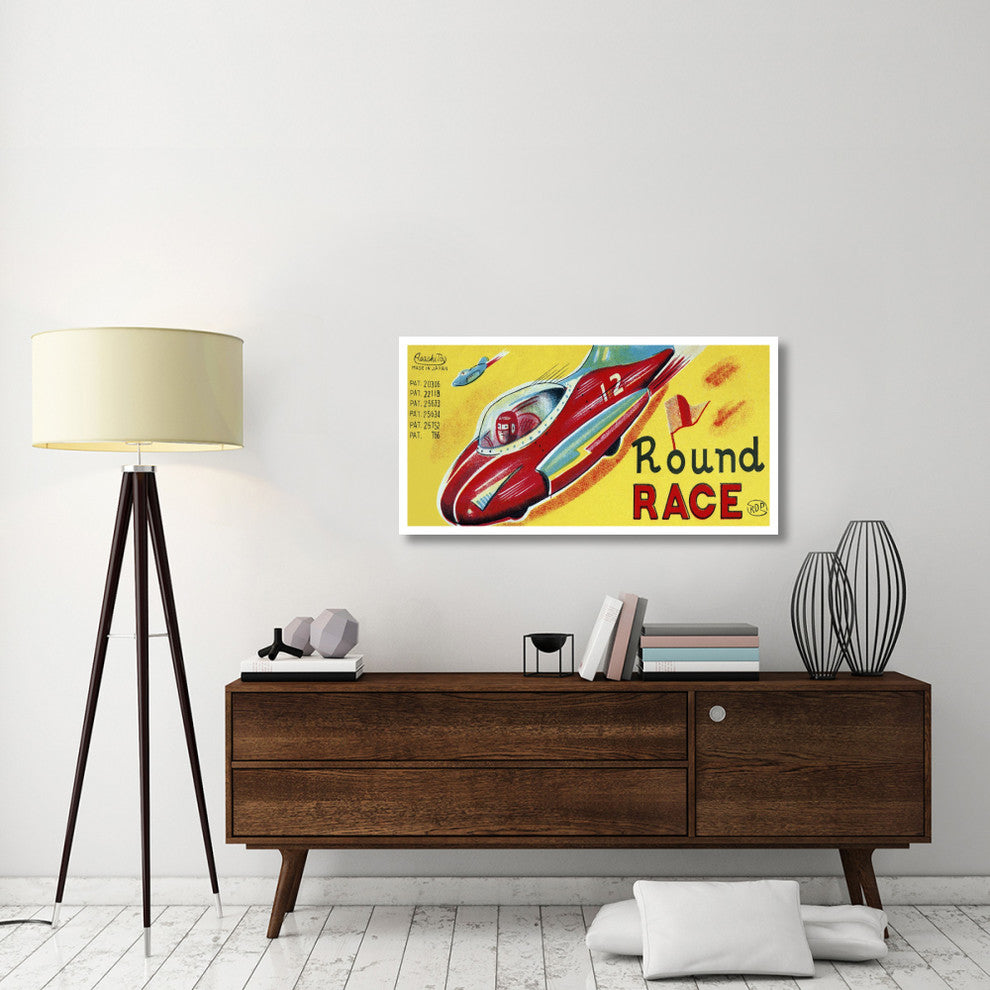 "Round Race Rocket Car" Digital Paper Print by Retrotrans, 46"x24"