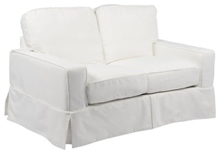 Box Cushion Slipcovered Loveseat, Stain Resistant Performance Fabric, White