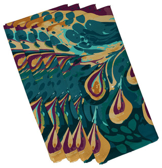 Boho Splash, Geometric Print Napkin, Teal, Set of 4