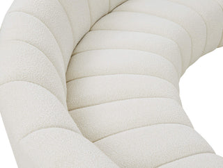 Infinity Black Boucle Fabric Upholstered Arc Shaped Modular Sectional, Cream, 10-Piece, Arc-Shaped