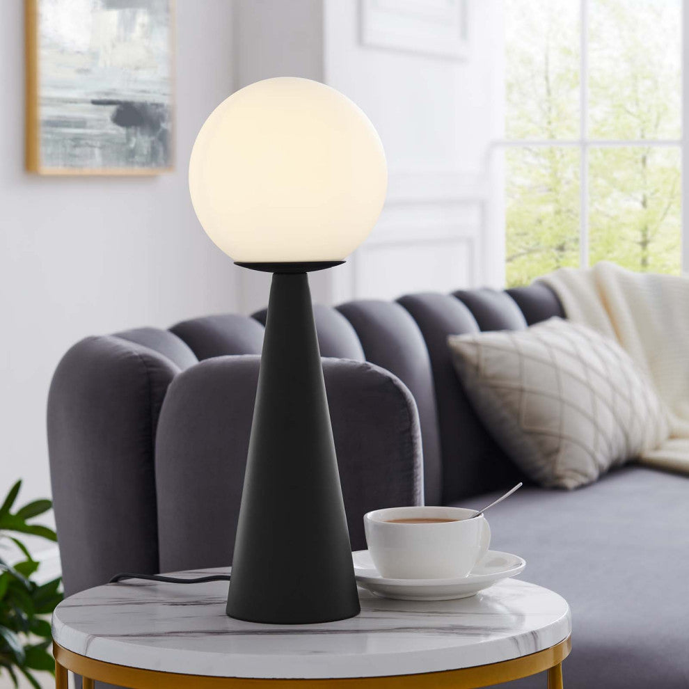 Apex Glass Globe Glass Table Lamp, White Black