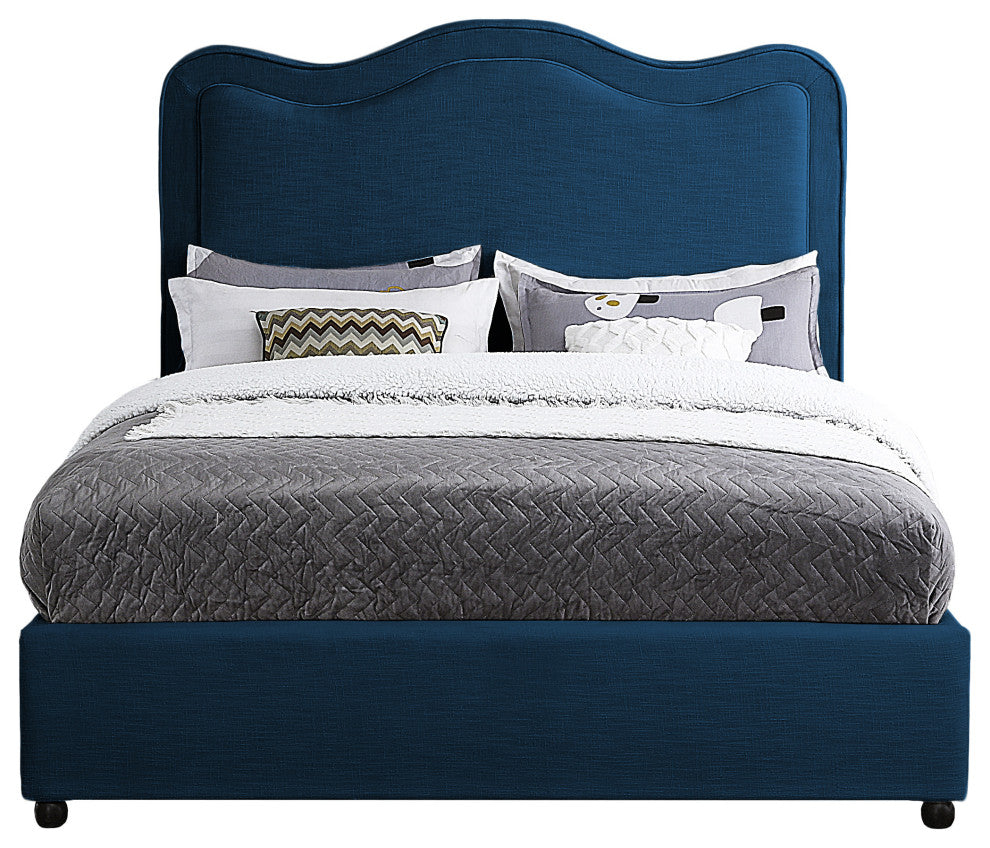 Felix Linen Upholstered Bed, Navy, Full