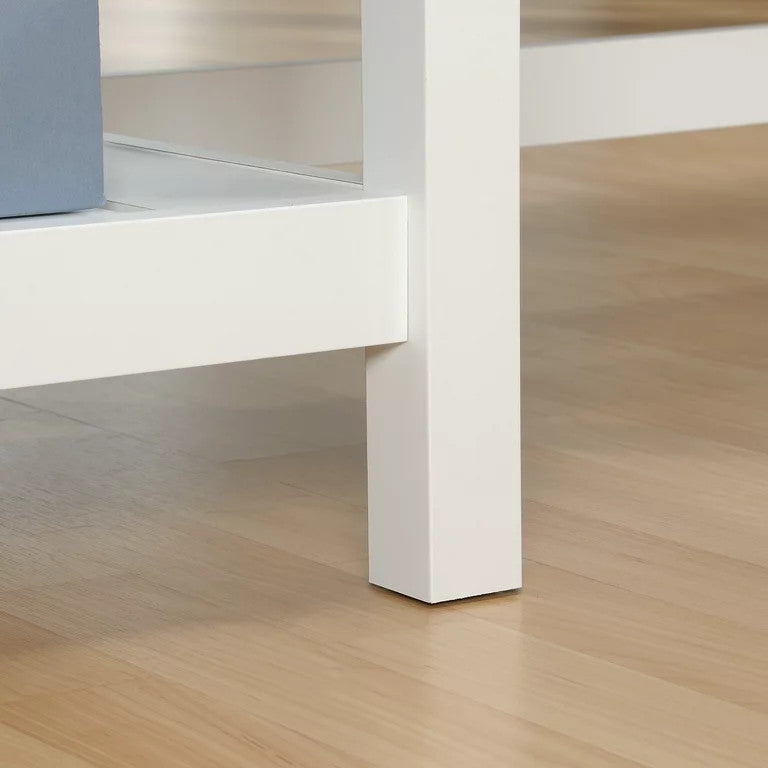 Classic Desk, L-Shaped Design With Storage Drawers & Round Handles, White Oak