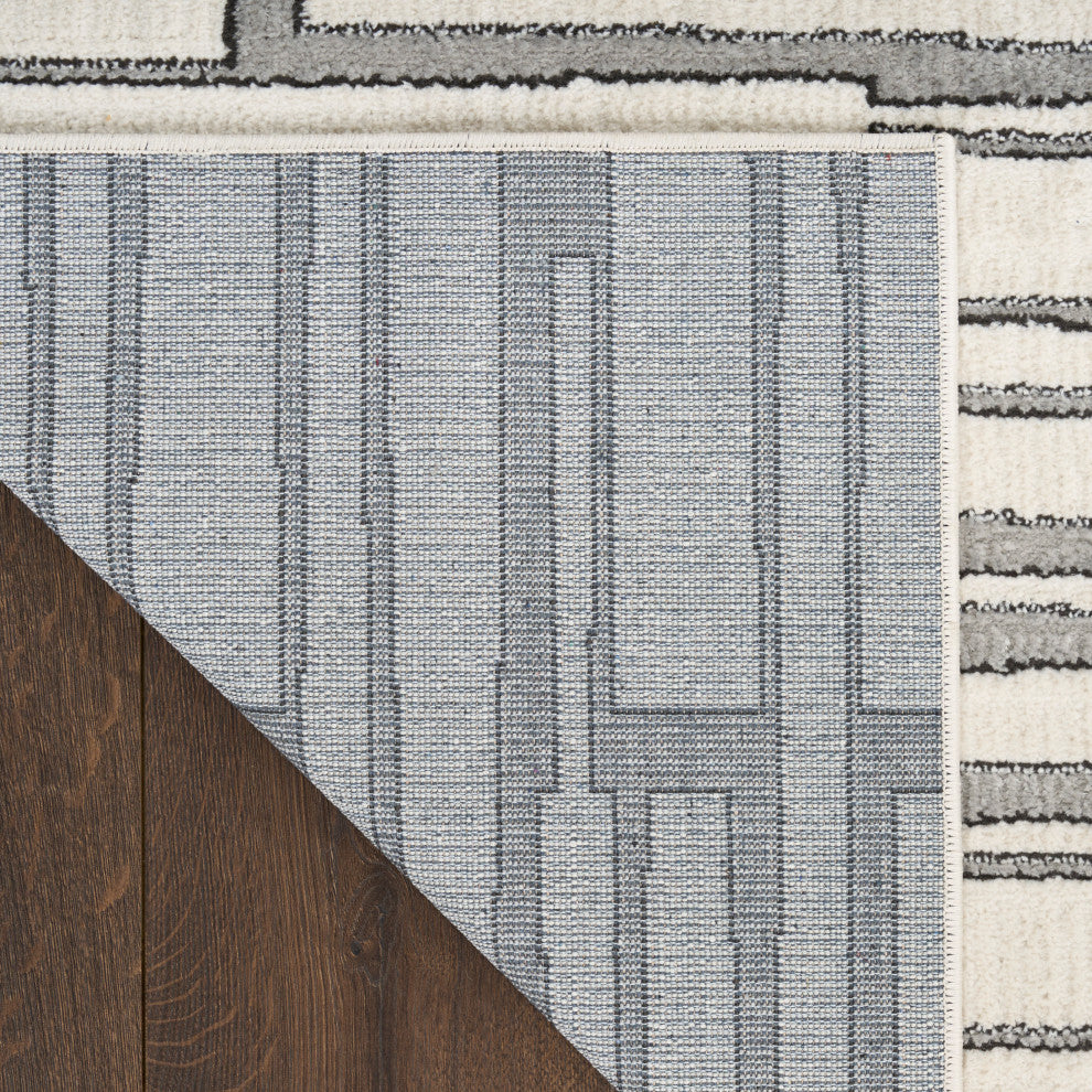 Nourison Nordic 2'' x 6'' Ivory Grey Scandinavian Indoor Rug