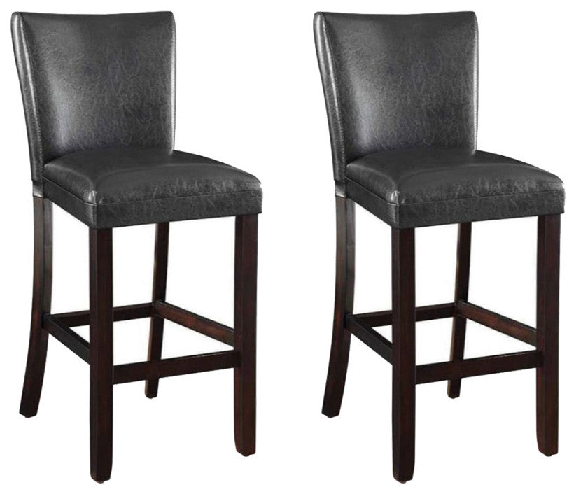 Set of 2 Bar Stools Black and Cappuccino