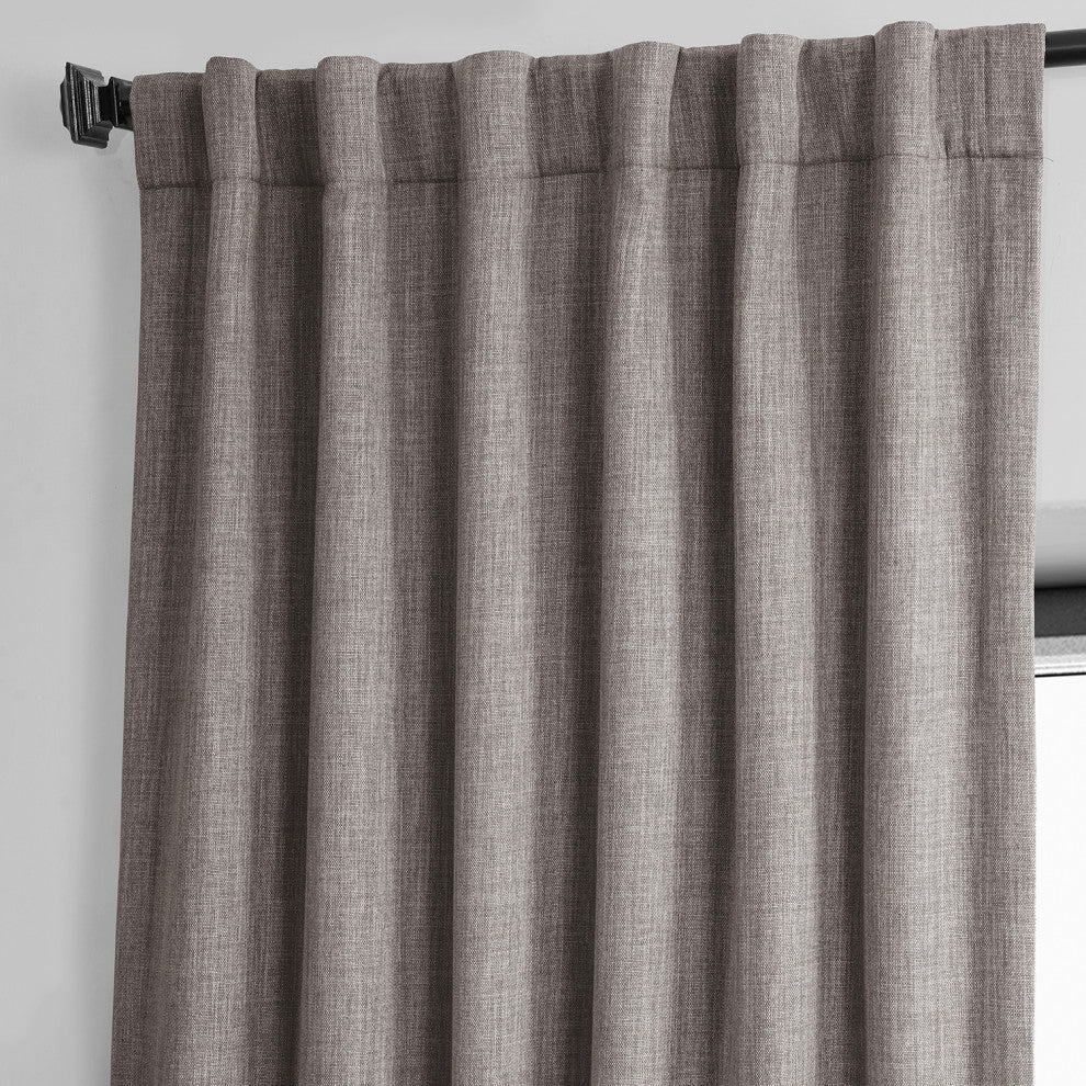 Faux Linen Darkening Curtain Single Panel, Mink, 50"x96"