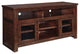 Benzara BM194802 Wood TV Stand with 2 Glass Door Cabinets & 1 Shelf, Brown
