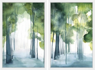 "Through the Haze" Framed Painting Diptych, 48"x36"