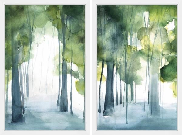 "Through the Haze" Framed Painting Diptych, 48"x36"