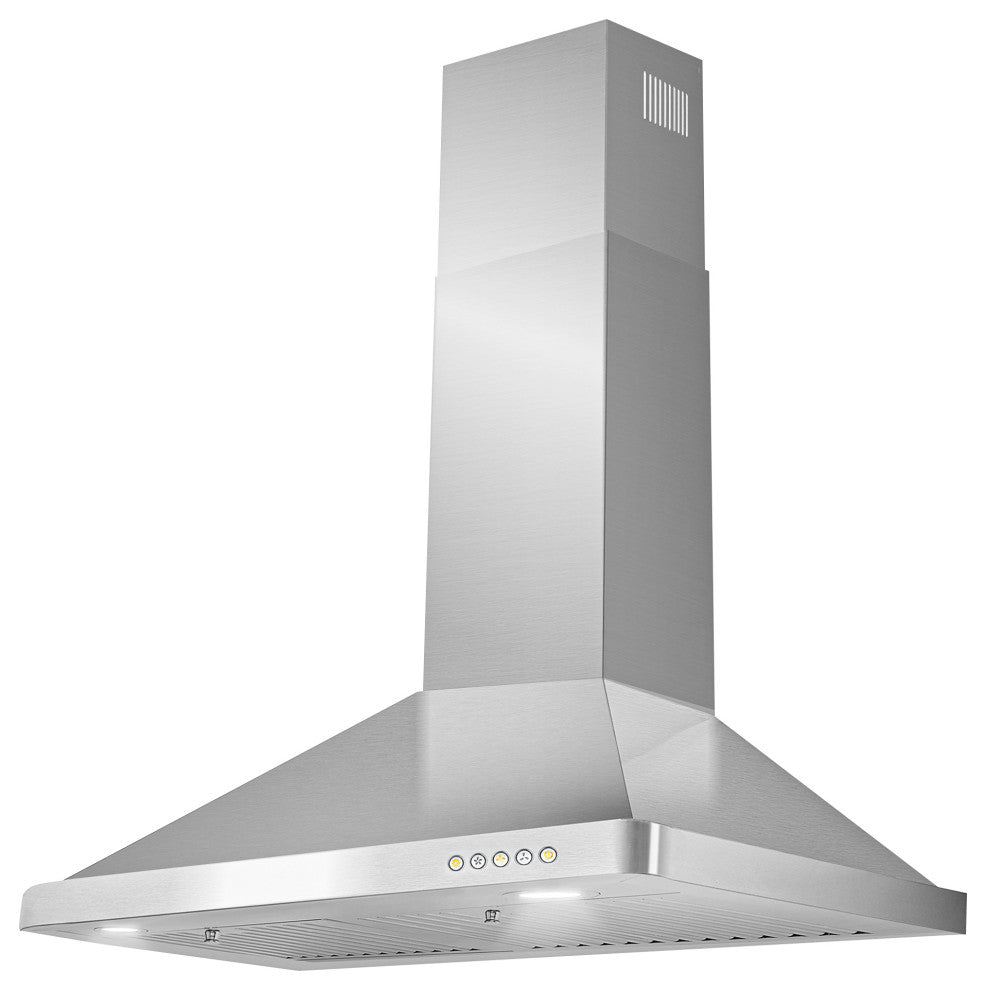 Wall Mount Range Hood with Permanent Filters, LED Lights, 30", Ducted