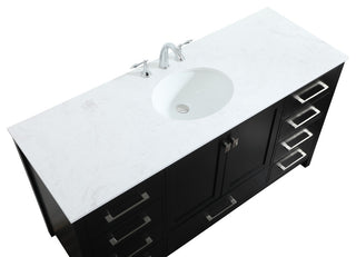 Isabel Single Bathroom Vanity, Black, 60", Without Backsplash