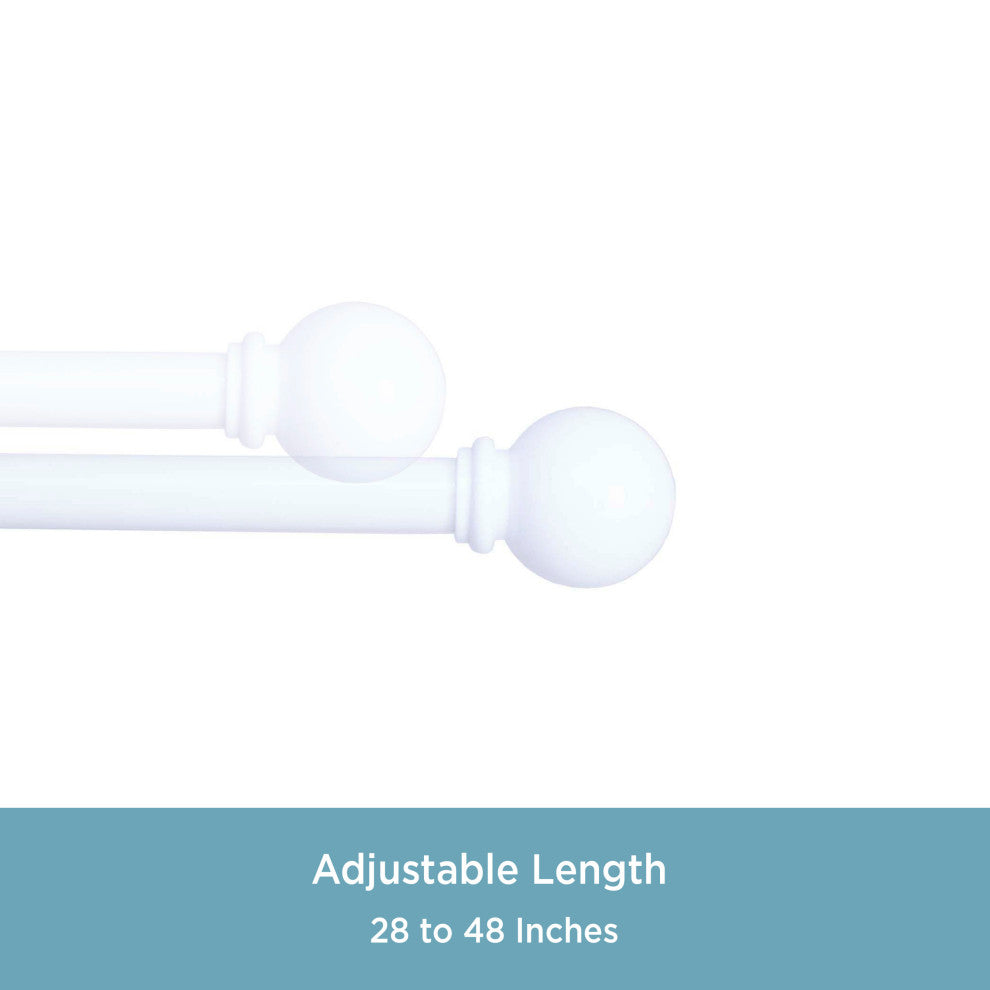 KenneyÂ® Alanis 5/8" Decorative Window Curtain Rod, White, 28-48"