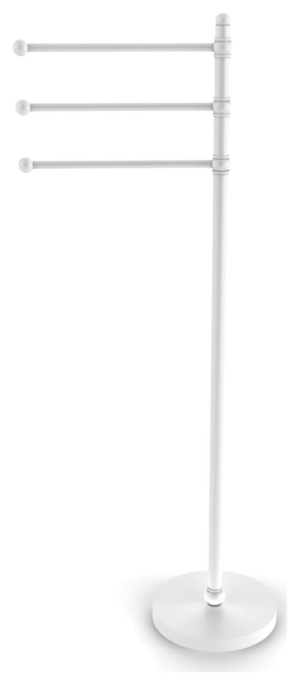 49" Towel Stand with 3 Pivoting Arms, Matte White