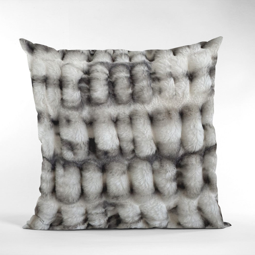 Plutus Off White Sherpa Faux Fur Luxury Throw Pillow, Off White, 24" x 24"