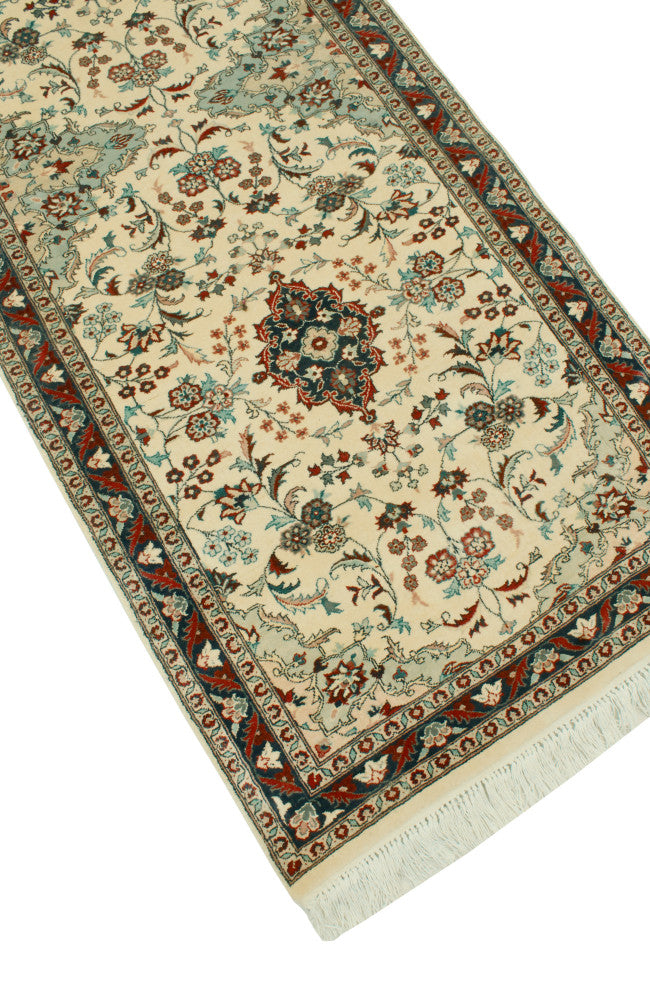 Pak-Persian Qssim Ivory/Navy Runner, 2'6x10'1