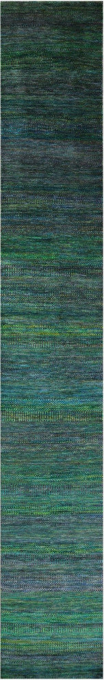 2' 7" X 18' 0" Super Savannah Gabbeh Handmade Wool and Silk Runner Rug Q6889
