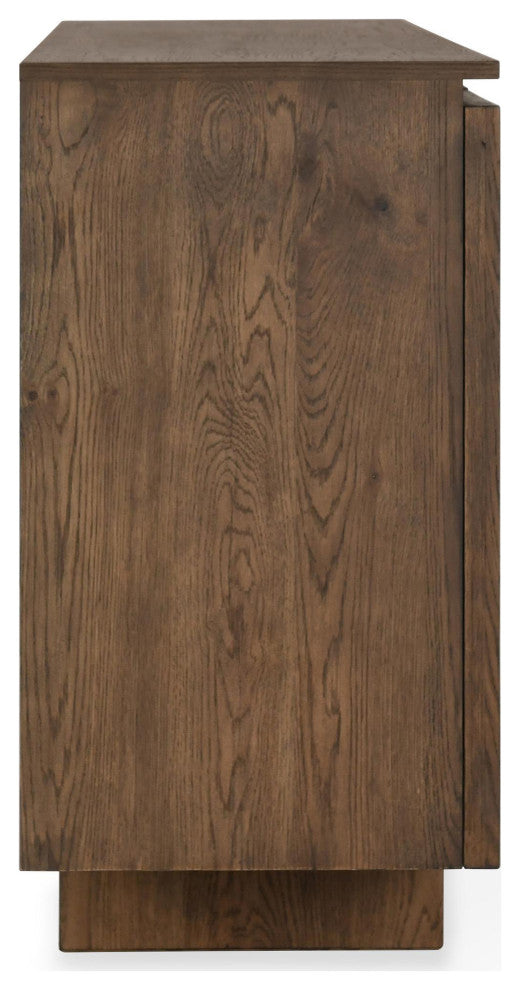 Roya 82" Oak Wood 3-Door Sideboard Buffet, Toasted Brown, 4-Door