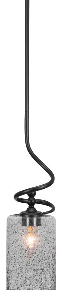 Capri 1-Light Mini Pendant with Hang Straight Swivel, Matte Black/Smoke Bubble