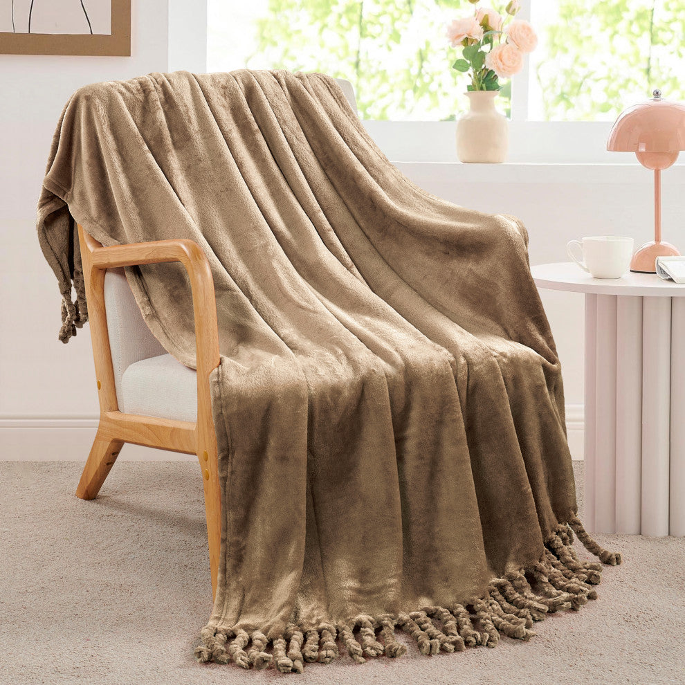 Braided Rope Flannel Fleece Throw, Amphora, 50"x60"