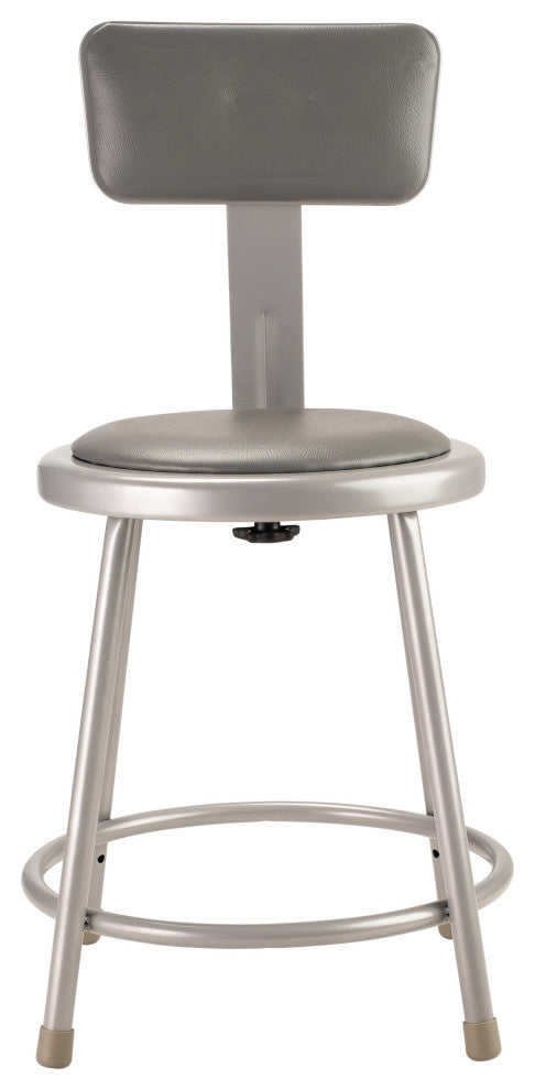 NPS 18"Heavy Duty Vinyl Padded Steel Stool With Backrest, Grey
