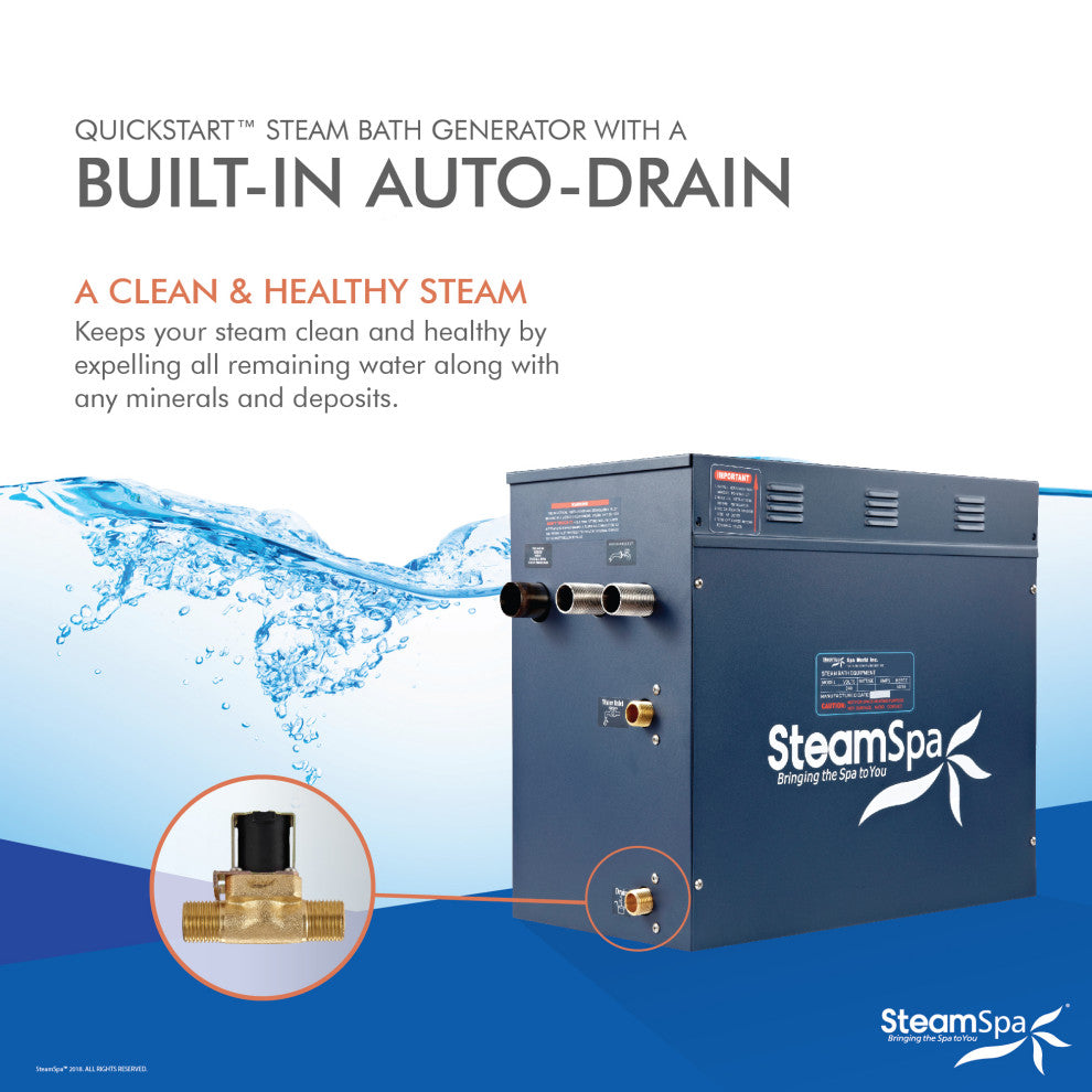 10.5 KW QuickStart Acu-Steam Bath Generator,Built-in Auto Drain,Brushed Nickel