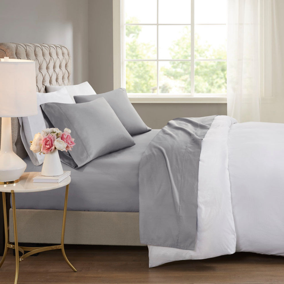 Beautyrest 600 Thread Count Cooling 4-Piece Sheet Set, Light Grey, Cal King