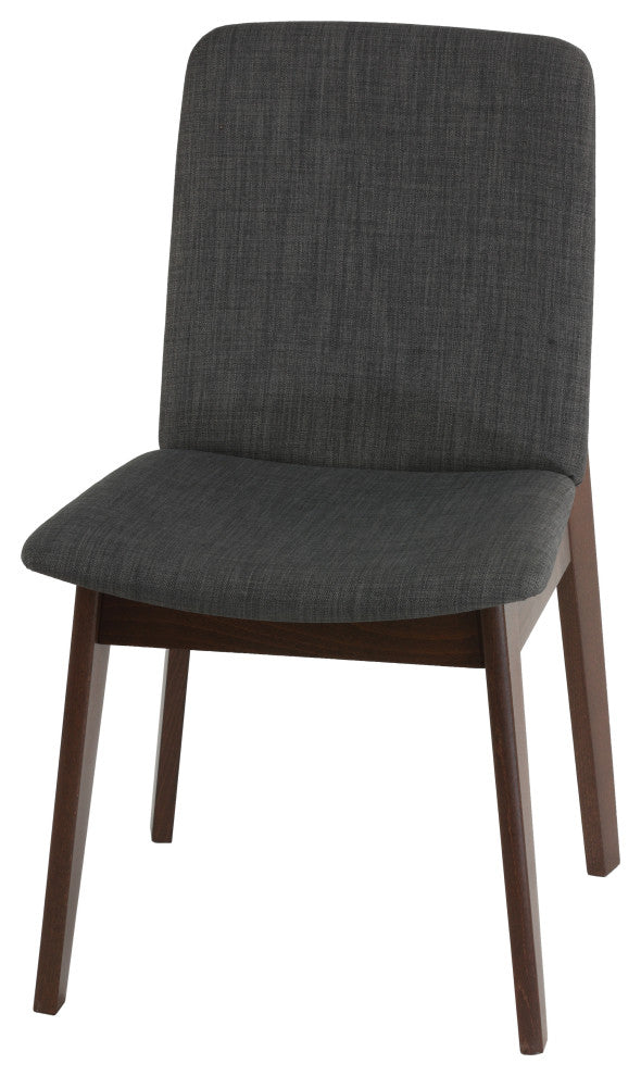 Cortesi Home Bjorn Dining Chair, Charcoal Fabric, Walnut Finish, Set of 2