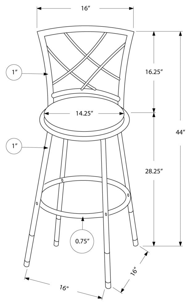 HomeRoots 32" x 32" x 88" Black Metal Foam LeatherLook Barstool 2pcs