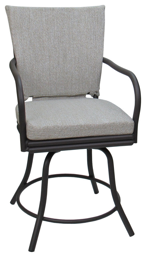 Outdoor/Indoor Patio Dinette Swivel Ofir Chair, White Linen Gray