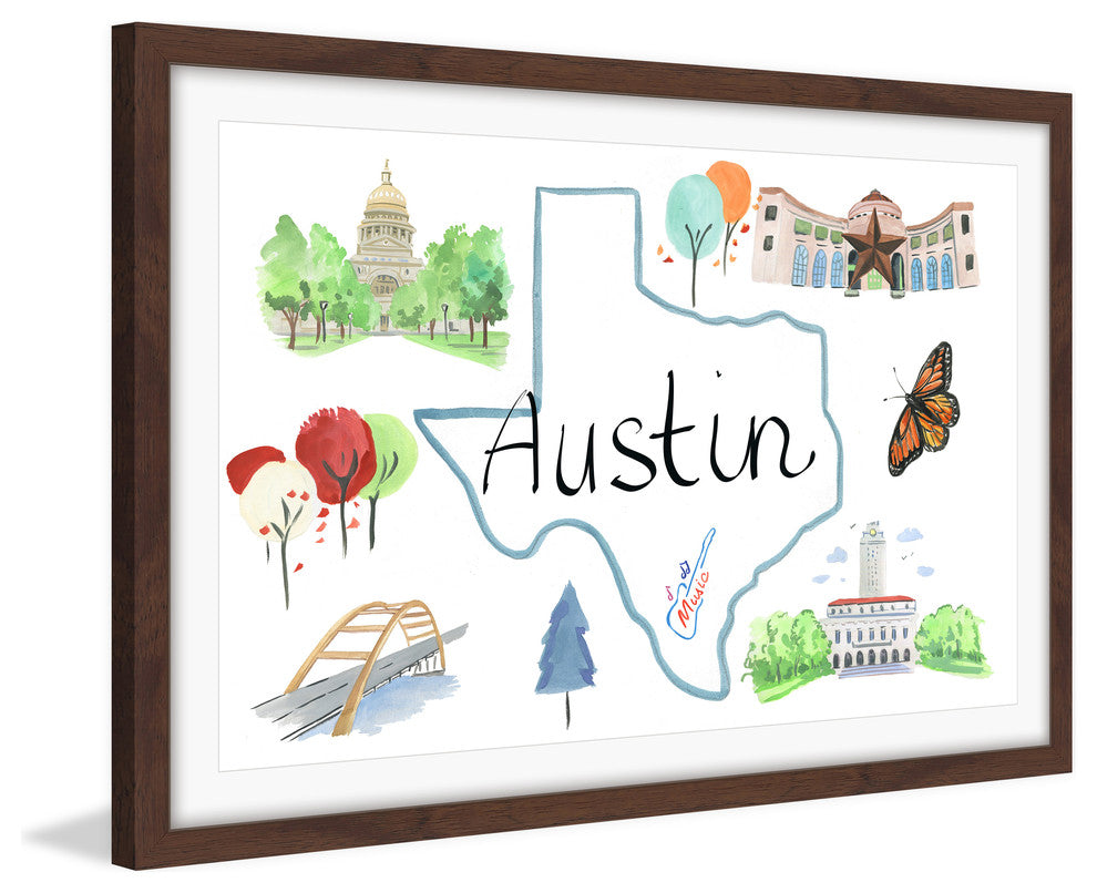 "Austin Sites" Framed Painting Print, 18x12