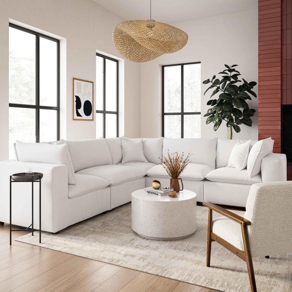 Cali Modular 5-piece L-Sectional, Pearl