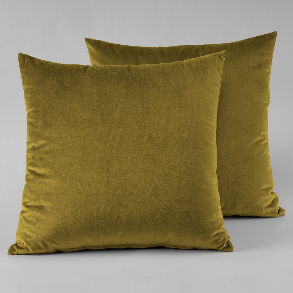 Heritage Plush Velvet Cushion Cover Pair, Peat Green, 18w X 18l