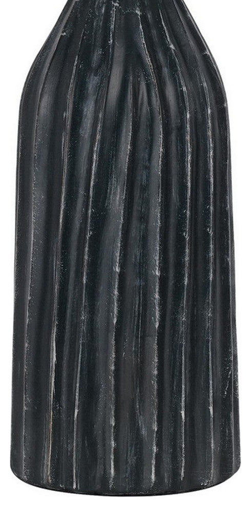 Benzara BM282182 25" Set of 2 Artisanal Ceramic Accent Table Lamp Fluted, Black