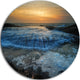Beach With Rushing White Waves, Modern Beach Round Metal Wall Art, 36"